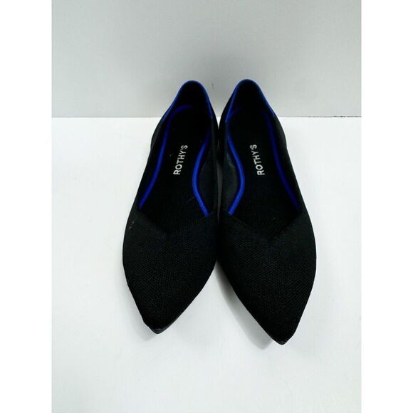 ROTHY'S The Point Black Knit Fabric Ballet Flats Pointy Toe Women's Size 10 - Picture 3 of 4